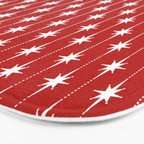 Midcentury Stars and Dots Pattern in Red and White Bath Mat Gallery Image 3