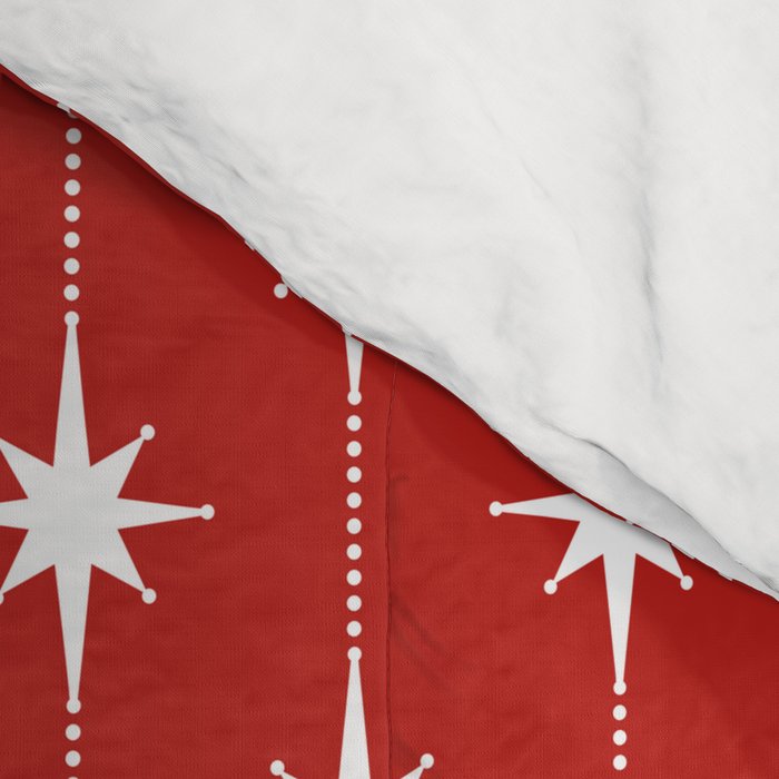 Midcentury Stars and Dots Pattern in Red and White Comforter Gallery Image 4