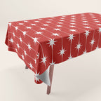 Midcentury Stars and Dots Pattern in Red and White Tablecloth Gallery Image 1