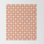 Retro Check Thick Grid Pattern in Pink Orange Cream Throw Blanket Gallery Image 2