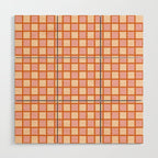 Retro Check Thick Grid Pattern in Pink Orange Cream Wood Wall Art Gallery Image 1