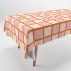Retro Check Thick Grid Pattern in Pink Orange Cream Tablecloth Gallery Image 1