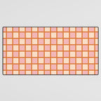 Retro Check Thick Grid Pattern in Pink Orange Cream Desk Mat Gallery Image 3