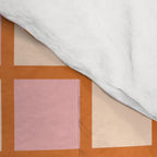 Retro Check Thick Grid Pattern in Pink Orange Cream Comforter Gallery Image 4