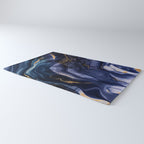 Midnight Dark Blue Marble Alcohol Ink Marble Art Flashes Rug Gallery Image 3