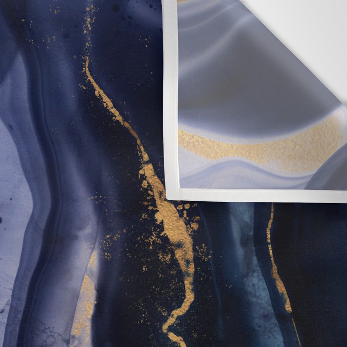 Midnight Dark Blue Marble Alcohol Ink Marble Art Flashes Wall Tapestry Gallery Image 3