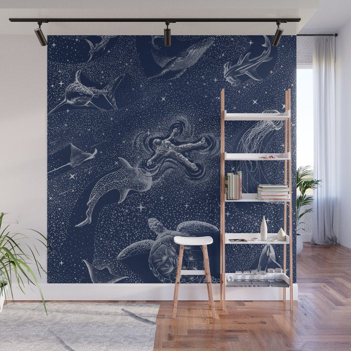Cosmic Ocean with astronaut Wall Mural Gallery Image 1