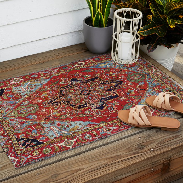 Heriz  Antique Persian Rug Print Outdoor Rug Gallery Image 2