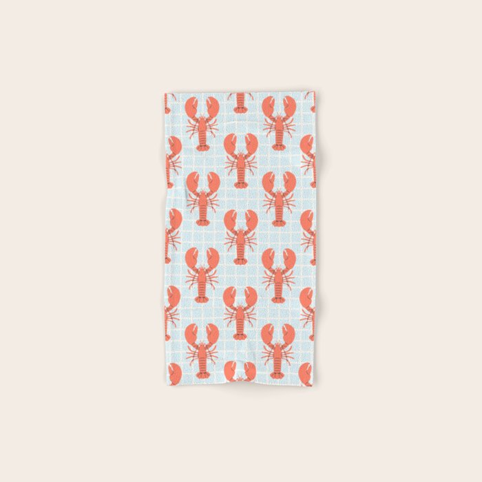 Vintage lobster sea food cartoon pattern Bath Towel Gallery Image 1
