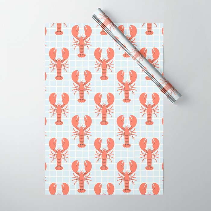 Vintage lobster sea food cartoon pattern Wrapping Paper Gallery Image 1
