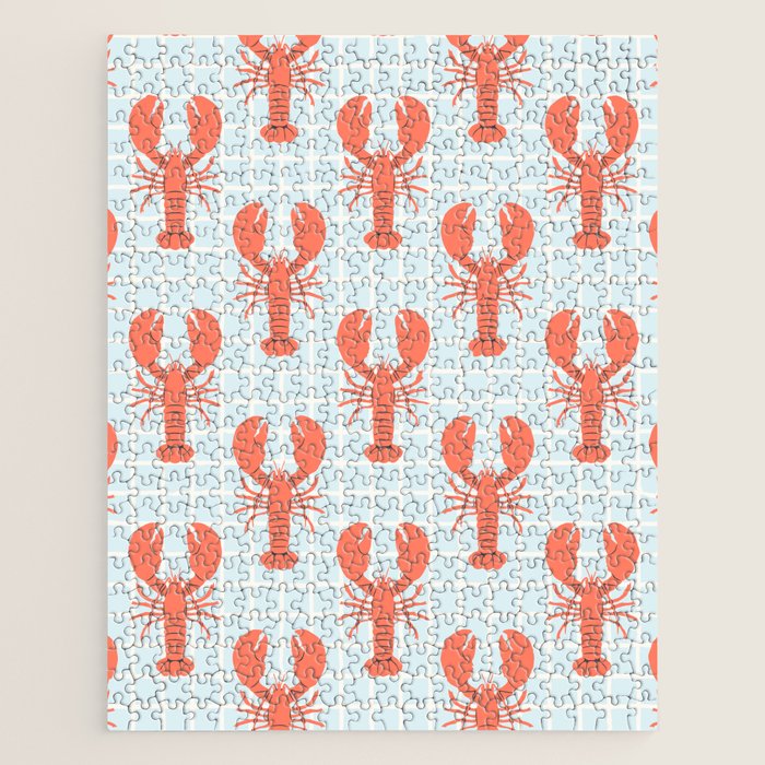 Vintage lobster sea food cartoon pattern Jigsaw Puzzle Gallery Image 1