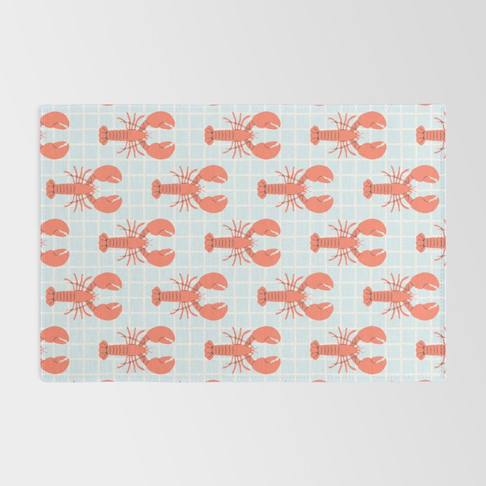Vintage lobster sea food cartoon pattern Rug Gallery Image 2