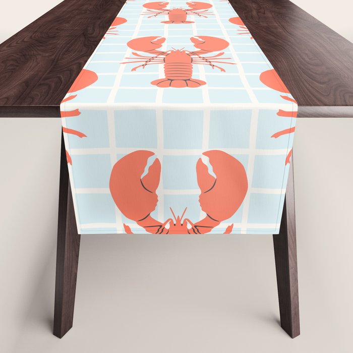 Vintage lobster sea food cartoon pattern Table Runner Gallery Image 1