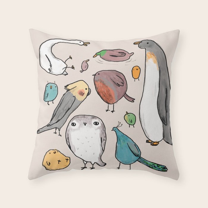 Lump Birds Throw Pillow Gallery Image 1