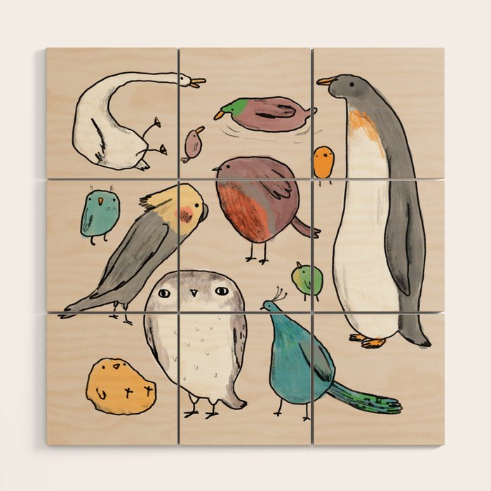 Lump Birds Wood Wall Art Gallery Image 1