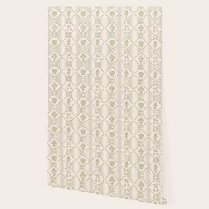 Eloise Print in Green Wallpaper Gallery Image 2