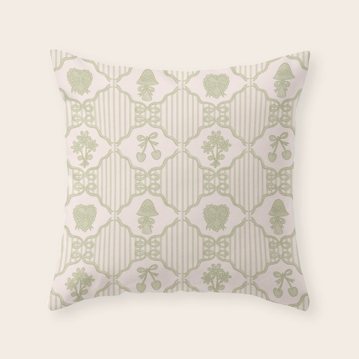 Eloise Print in Green Throw Pillow Gallery Image 6