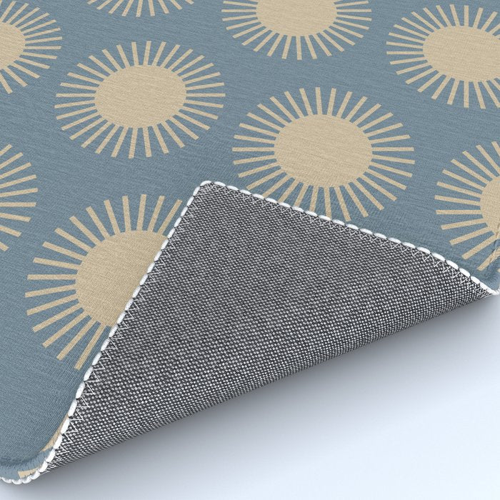 Boho Summer Sun Pattern XVII Blue and Beige Rug Gallery Image 4