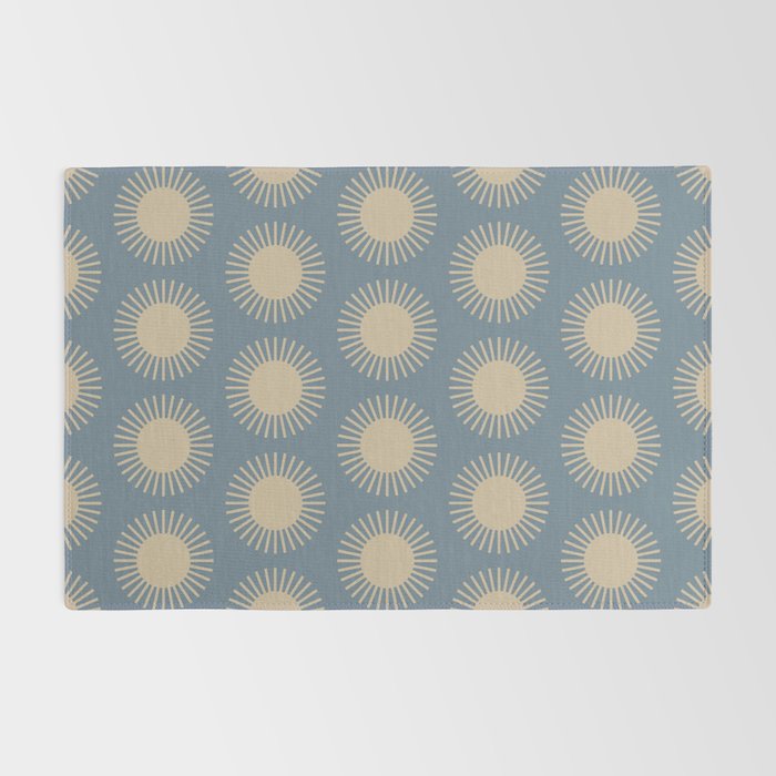 Boho Summer Sun Pattern XVII Blue and Beige Rug Gallery Image 2