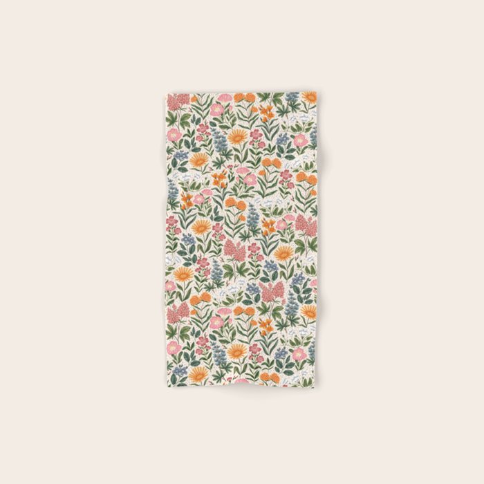 Flowers of the Meadow - beige Bath Towel Gallery Image 1