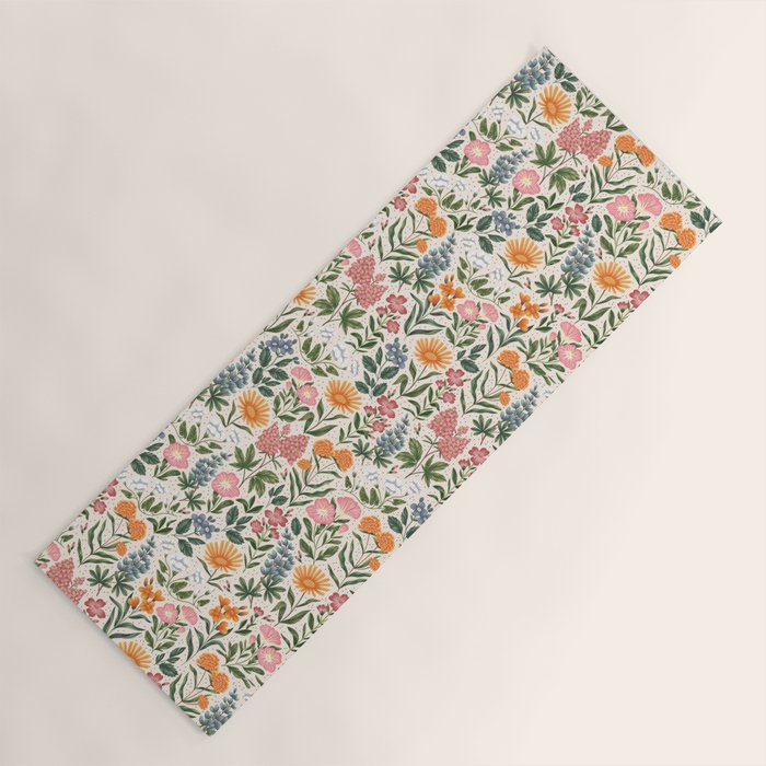 Flowers of the Meadow - beige Yoga Mat Gallery Image 1