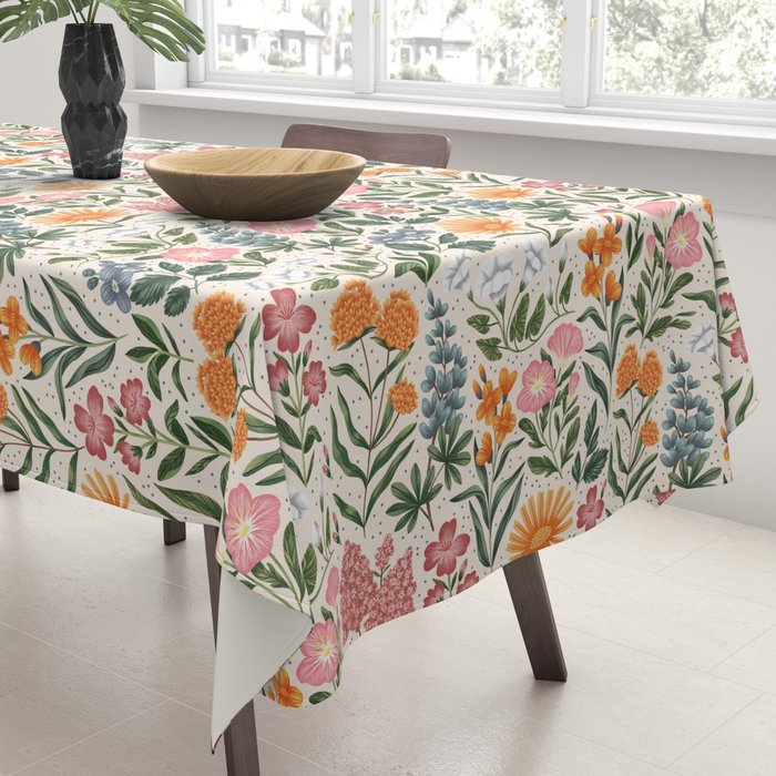 Flowers of the Meadow - beige Tablecloth Gallery Image 3