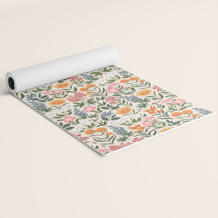 Flowers of the Meadow - beige Yoga Mat Gallery Image 2