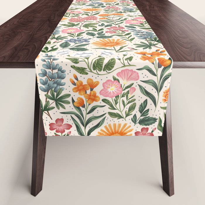 Flowers of the Meadow - beige Table Runner Gallery Image 1