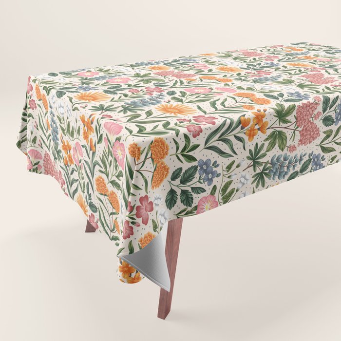 Flowers of the Meadow - beige Tablecloth Gallery Image 1