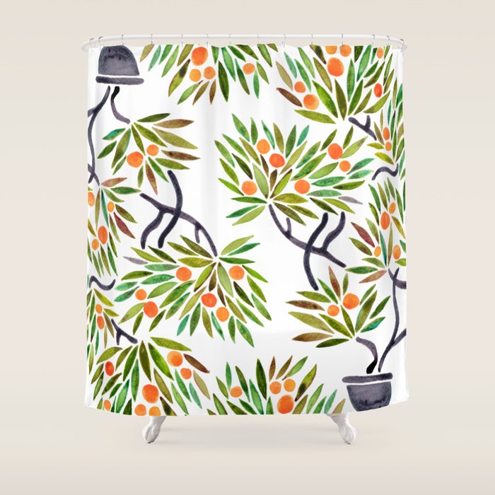 Bonsai Tree - Orange Fruit Shower Curtain Gallery Image 1