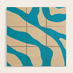 Organic Forms Minimal Abstract Blue and Beige Pattern Wood Wall Art Gallery Image 1