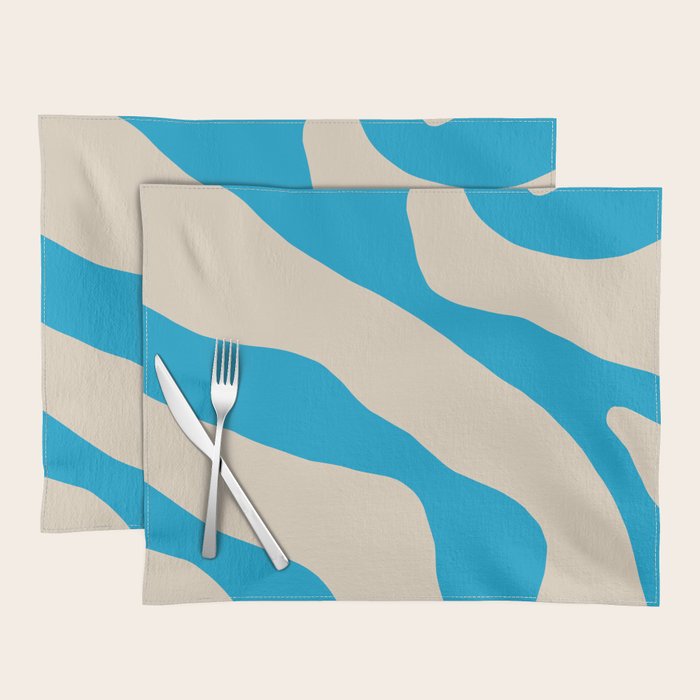 Organic Forms Minimal Abstract Blue and Beige Pattern Placemat Gallery Image 1