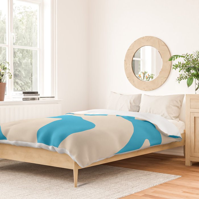 Organic Forms Minimal Abstract Blue and Beige Pattern Duvet Cover Gallery Image 2