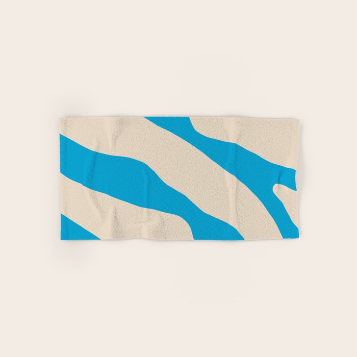 Organic Forms Minimal Abstract Blue and Beige Pattern Bath Towel Gallery Image 1