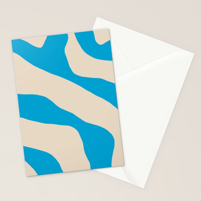 Organic Forms Minimal Abstract Blue and Beige Pattern Stationery Card Gallery Image 2
