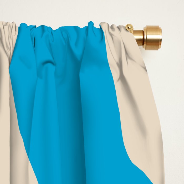 Organic Forms Minimal Abstract Blue and Beige Pattern Window Curtain Gallery Image 2