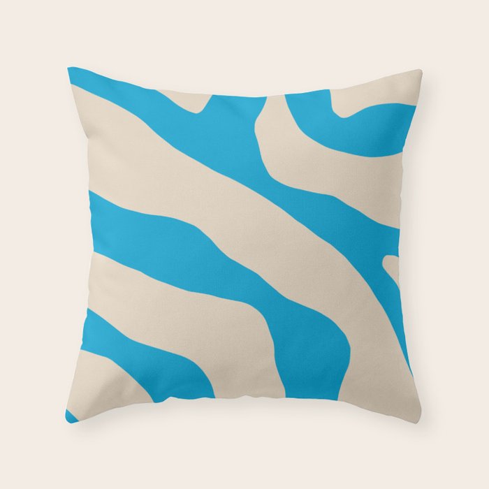 Organic Forms Minimal Abstract Blue and Beige Pattern Throw Pillow Gallery Image 6