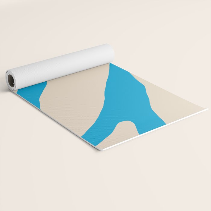 Organic Forms Minimal Abstract Blue and Beige Pattern Yoga Mat Gallery Image 2