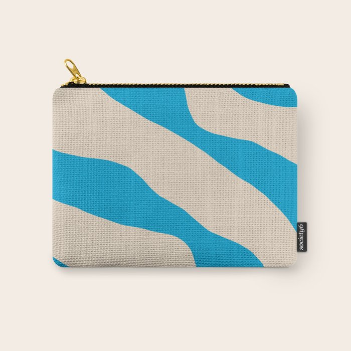 Organic Forms Minimal Abstract Blue and Beige Pattern Carry All Pouch Gallery Image 1