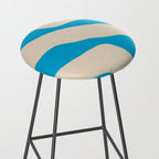 Organic Forms Minimal Abstract Blue and Beige Pattern Stool Gallery Image 2