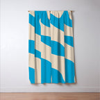 Organic Forms Minimal Abstract Blue and Beige Pattern Window Curtain Gallery Image 3