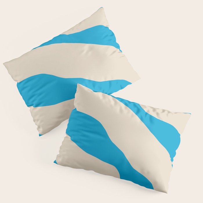 Organic Forms Minimal Abstract Blue and Beige Pattern Pillow Sham Gallery Image 3