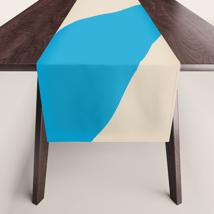 Organic Forms Minimal Abstract Blue and Beige Pattern Table Runner Gallery Image 1