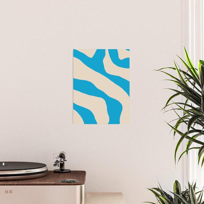 Organic Forms Minimal Abstract Blue and Beige Pattern Poster Gallery Image 2
