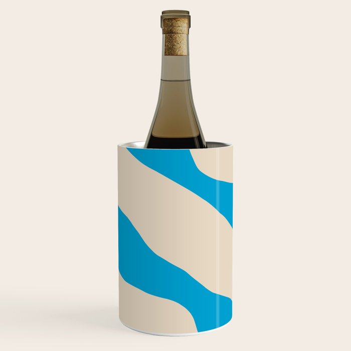 Organic Forms Minimal Abstract Blue and Beige Pattern Wine Chiller Gallery Image 1