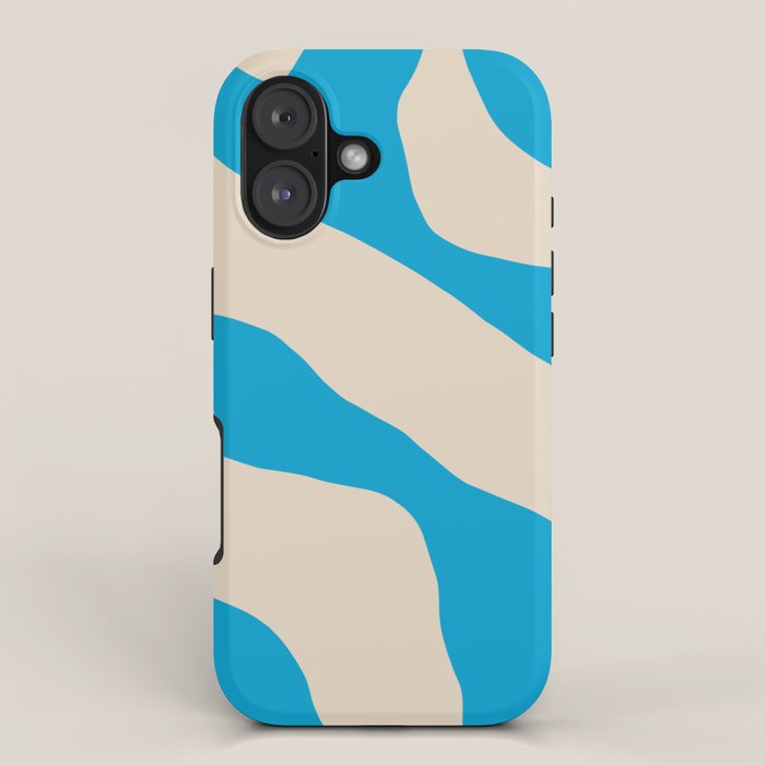 Organic Forms Minimal Abstract Blue and Beige Pattern iPhone Case Gallery Image 1