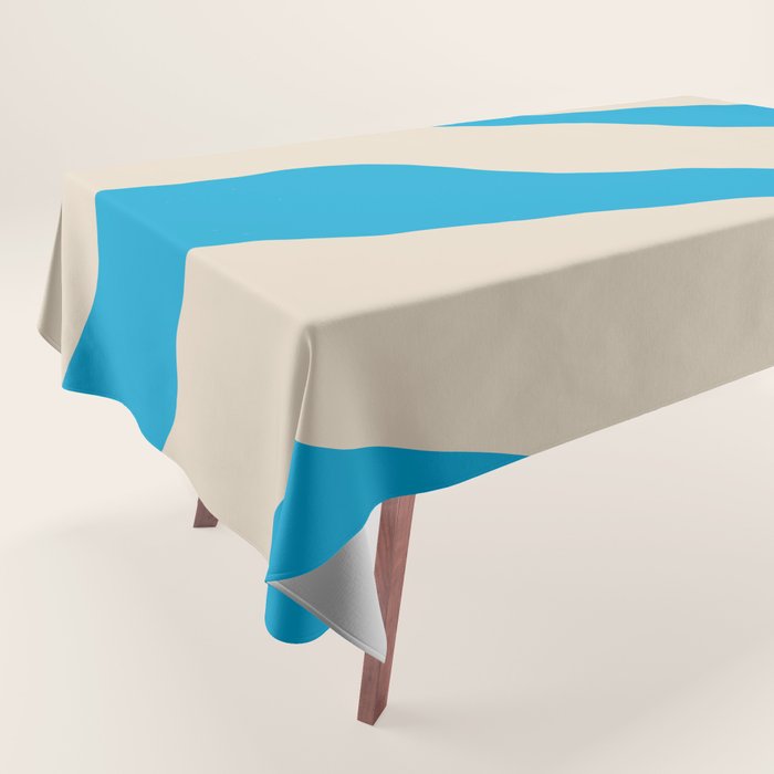 Organic Forms Minimal Abstract Blue and Beige Pattern Tablecloth Gallery Image 1