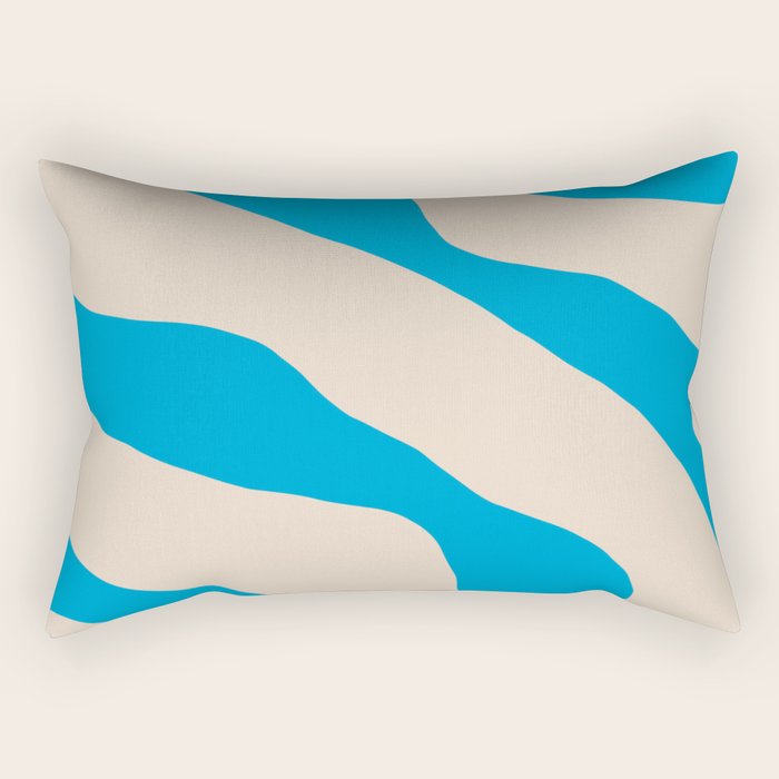 Organic Forms Minimal Abstract Blue and Beige Pattern Rectangular Pillow Gallery Image 1