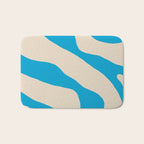 Organic Forms Minimal Abstract Blue and Beige Pattern Bath Mat Gallery Image 1