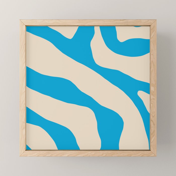 Organic Forms Minimal Abstract Blue and Beige Pattern Mini Art Print Gallery Image 1